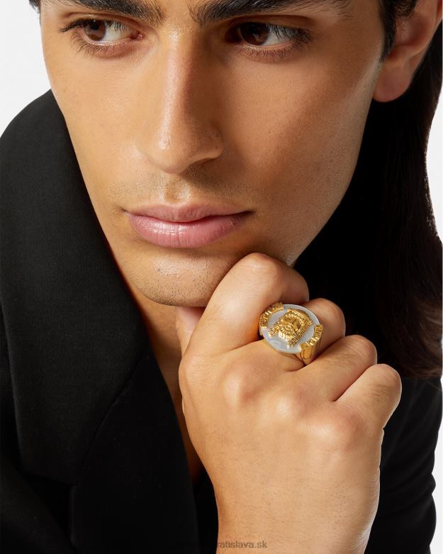 príslušenstvo X8X8P1695 Versace la maschera perlový prsteň biely muži