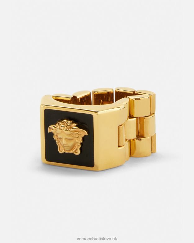 príslušenstvo X8X8P1697 Versace smaltovaný prsteň medúza čierne zlato muži