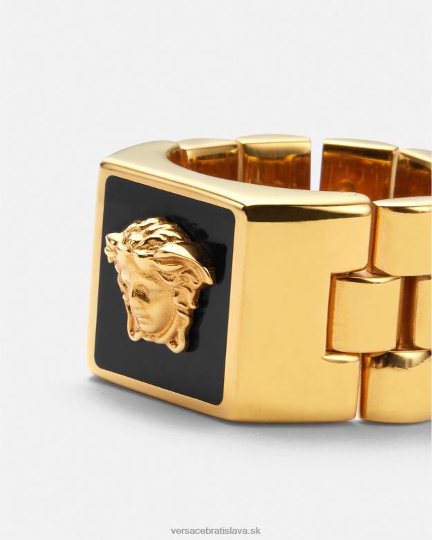 príslušenstvo X8X8P1697 Versace smaltovaný prsteň medúza čierne zlato muži