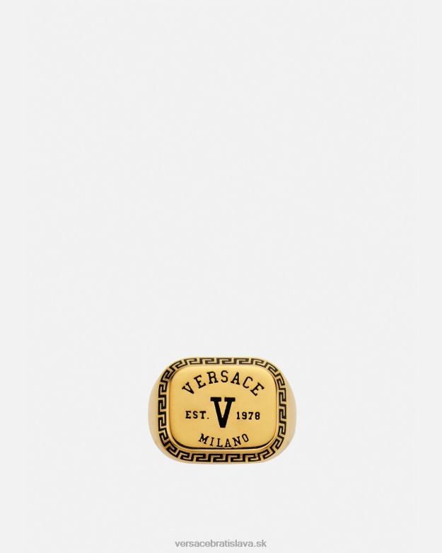 príslušenstvo X8X8P1699 Versace prsteň s logom univerzity čierne zlato muži