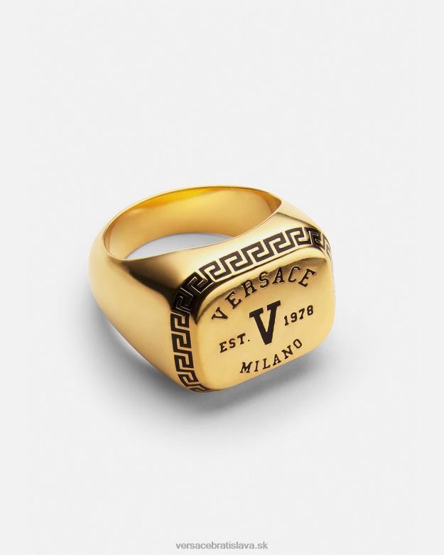 príslušenstvo X8X8P1699 Versace prsteň s logom univerzity čierne zlato muži