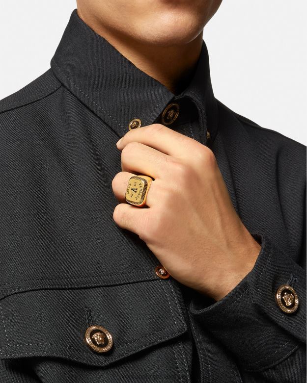 príslušenstvo X8X8P1699 Versace prsteň s logom univerzity čierne zlato muži