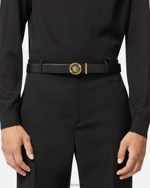 príslušenstvo X8X8P1610 Versace kožený opasok medusa biggie čierne zlato muži