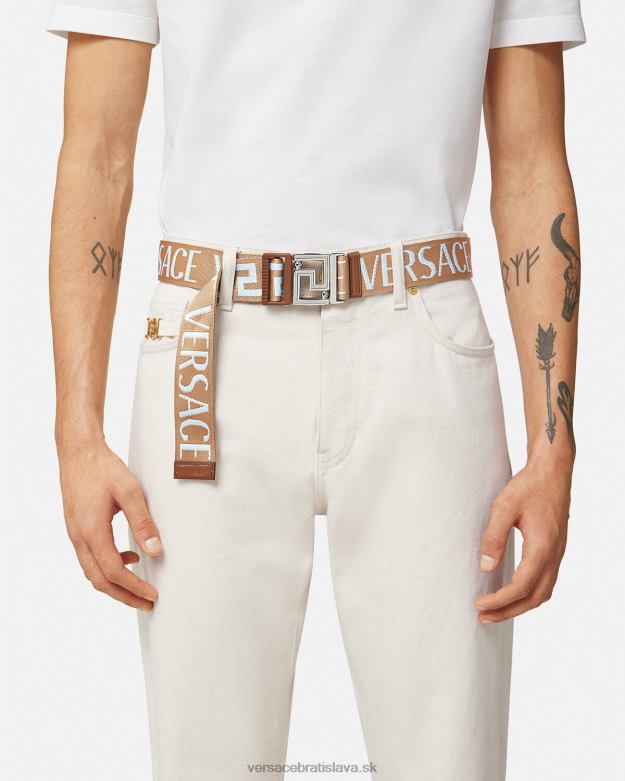 príslušenstvo X8X8P1613 Versace celoplošný obojstranný pás béžová muži
