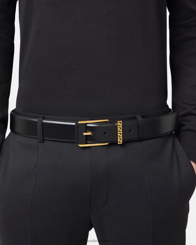 príslušenstvo X8X8P1615 Versace greca akcent kožený opasok čierna muži