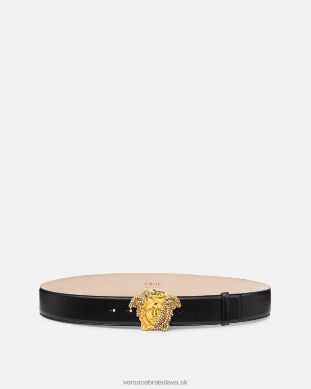 príslušenstvo X8X8P1618 Versace kožený opasok crystal la medusa čierna muži