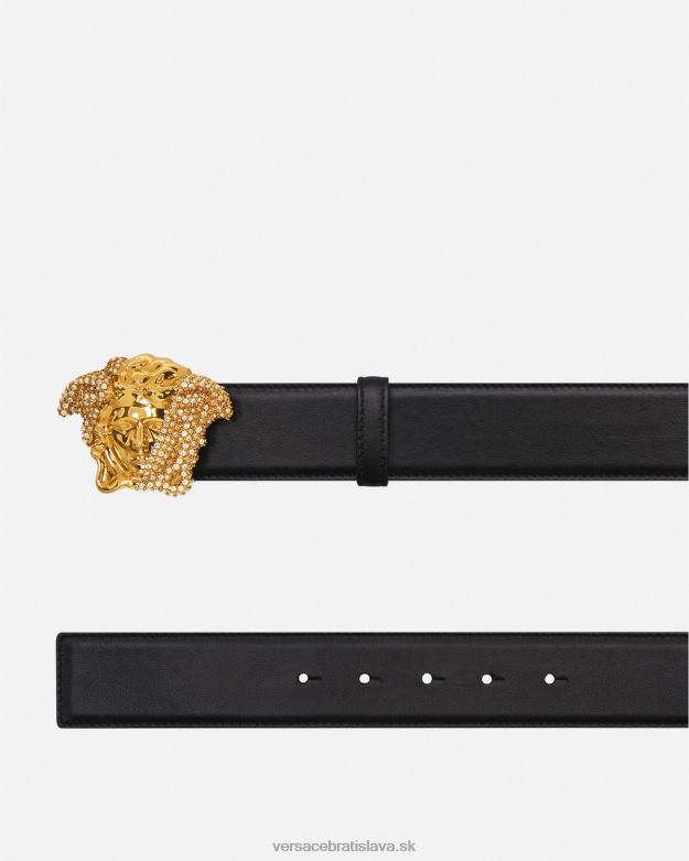 príslušenstvo X8X8P1618 Versace kožený opasok crystal la medusa čierna muži
