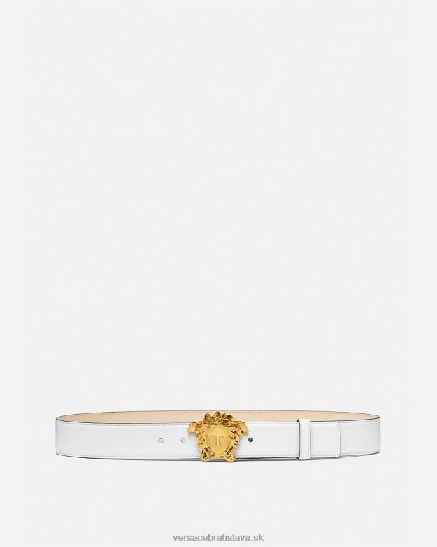 príslušenstvo X8X8P1622 Versace kožený opasok la medusa biele zlato muži