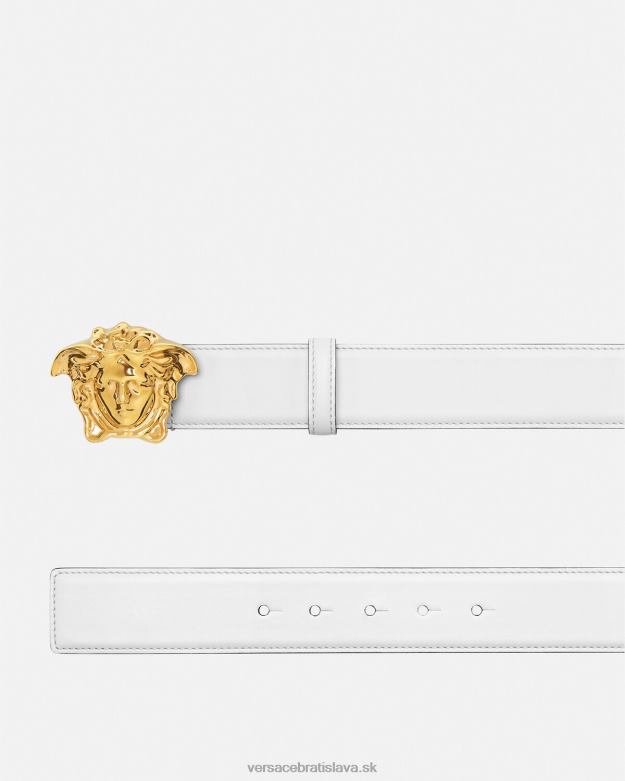 príslušenstvo X8X8P1622 Versace kožený opasok la medusa biele zlato muži