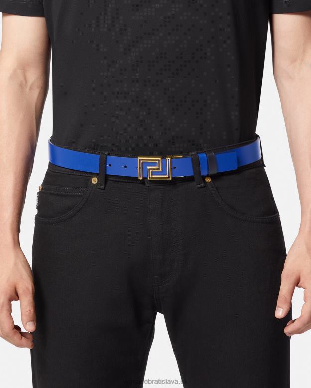 príslušenstvo X8X8P1626 Versace greca obojstranný kožený opasok Modrá muži