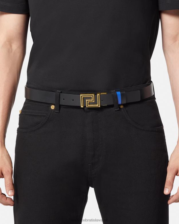 príslušenstvo X8X8P1626 Versace greca obojstranný kožený opasok Modrá muži