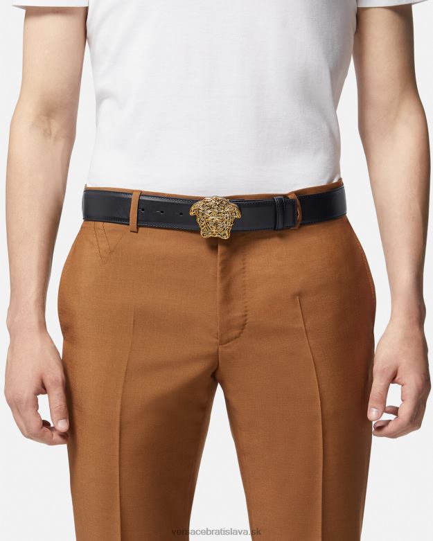 príslušenstvo X8X8P1630 Versace kožený opasok medúza čierne zlato muži