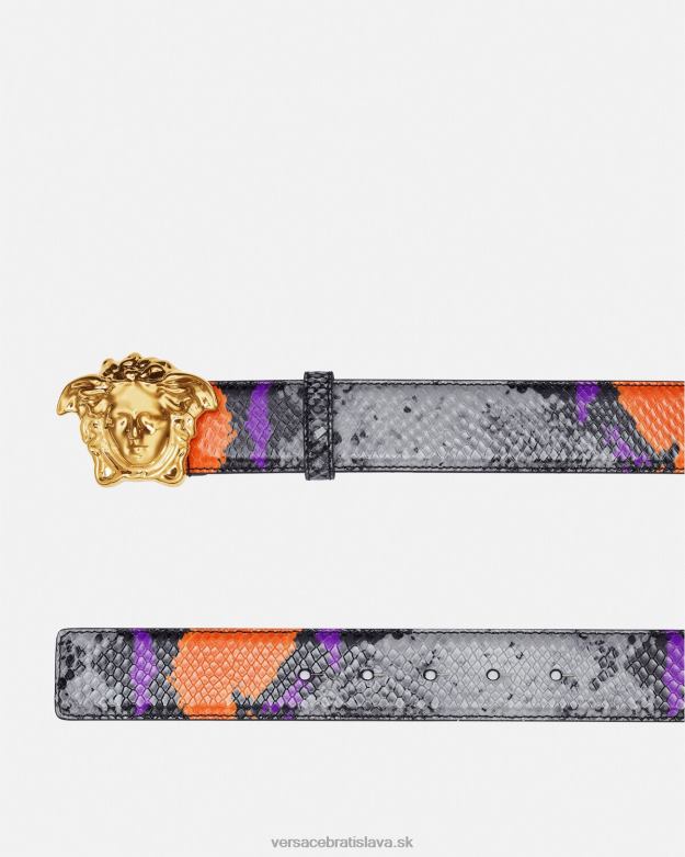 príslušenstvo X8X8P1631 Versace kožený opasok s potlačou medúzy pytóna viacfarebný muži