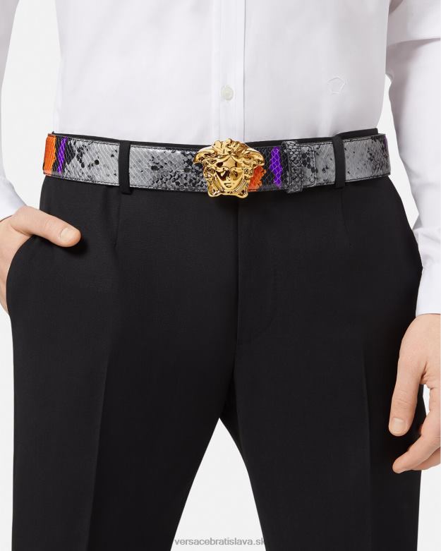 príslušenstvo X8X8P1631 Versace kožený opasok s potlačou medúzy pytóna viacfarebný muži