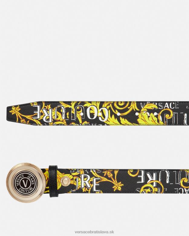 príslušenstvo X8X8P2512 Versace Okrúhly opasok s logom v tvare V čierne zlato muži