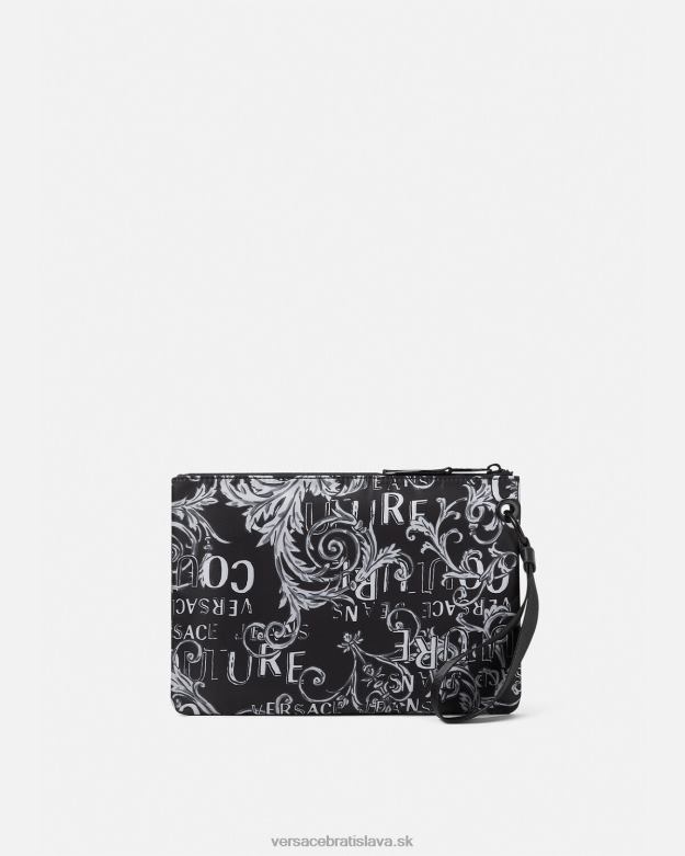 príslušenstvo X8X8P2496 Versace dvojité logo couture v-emblémové vrecko čierna a sivá muži
