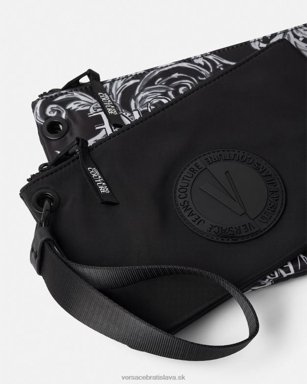 príslušenstvo X8X8P2496 Versace dvojité logo couture v-emblémové vrecko čierna a sivá muži