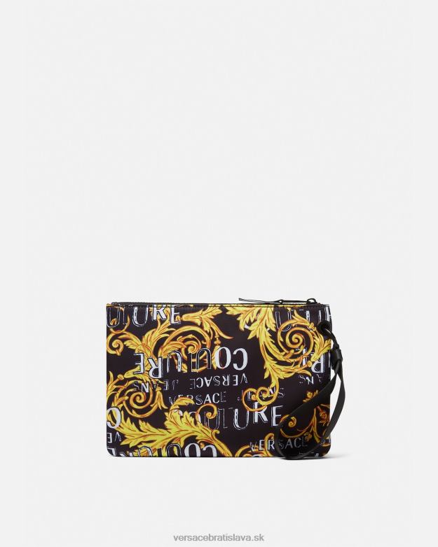 príslušenstvo X8X8P2497 Versace dvojité logo couture v-emblémové vrecko čierne zlato muži