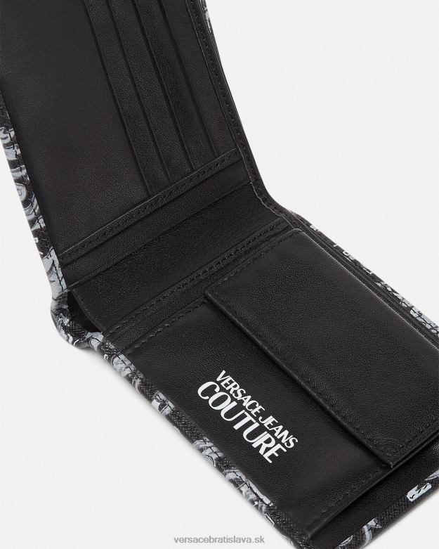 príslušenstvo X8X8P2516 Versace logo couture bifold peňaženka čierna a sivá muži