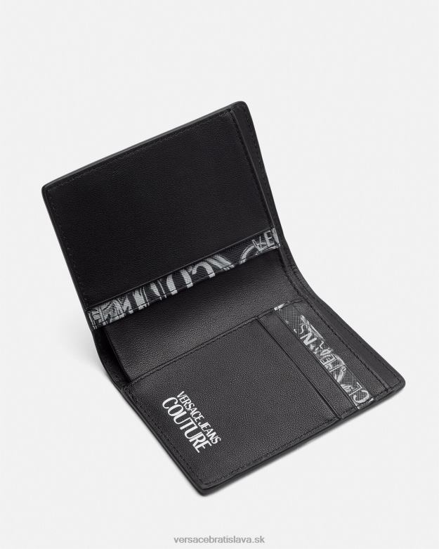 príslušenstvo X8X8P2518 Versace logo couture bifold vysoká peňaženka čierna a sivá muži