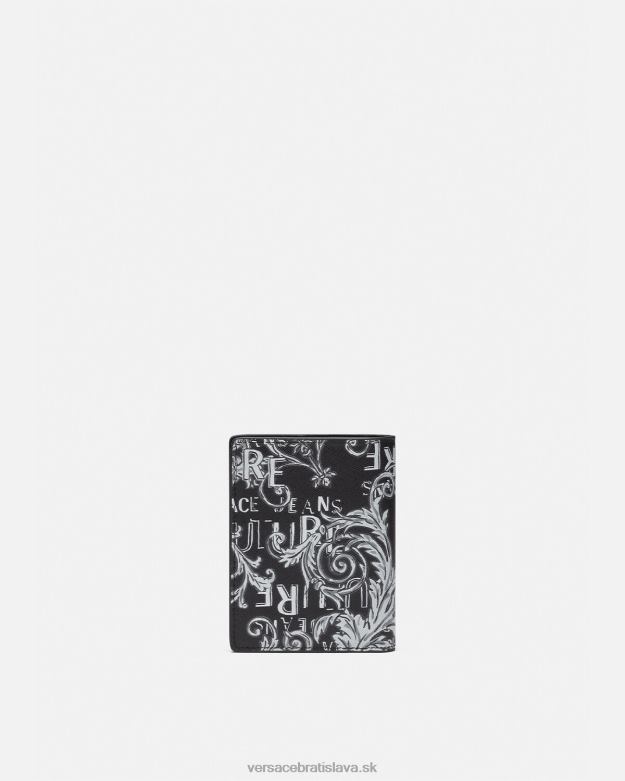 príslušenstvo X8X8P2518 Versace logo couture bifold vysoká peňaženka čierna a sivá muži