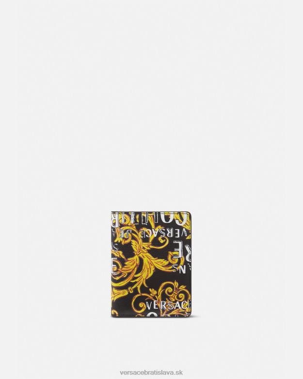 príslušenstvo X8X8P2519 Versace logo couture bifold vysoká peňaženka čierne zlato muži
