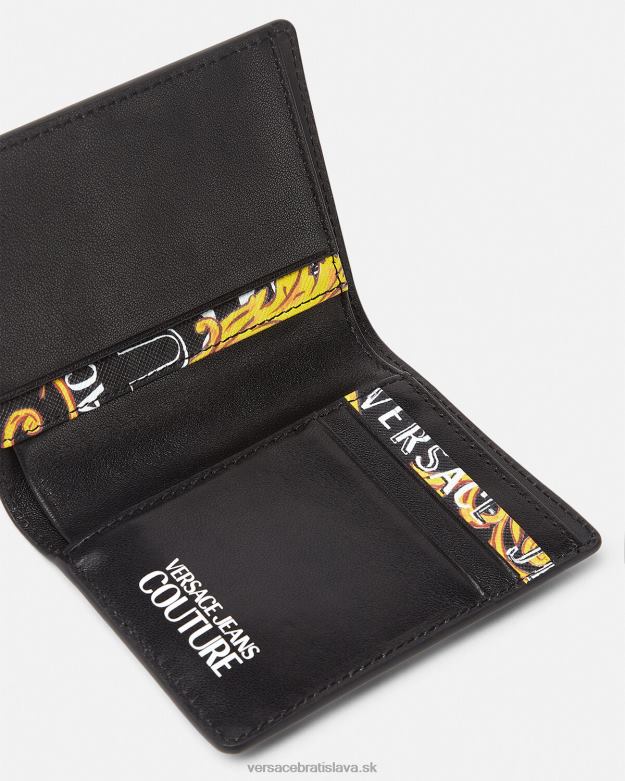 príslušenstvo X8X8P2519 Versace logo couture bifold vysoká peňaženka čierne zlato muži