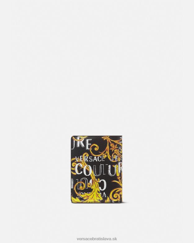 príslušenstvo X8X8P2519 Versace logo couture bifold vysoká peňaženka čierne zlato muži