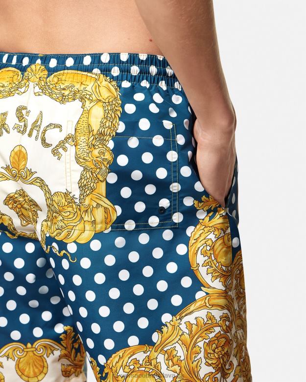 spodná bielizeň a plážové oblečenie X8X8P1802 Versace mušľové barokové šortky vytlačiť muži