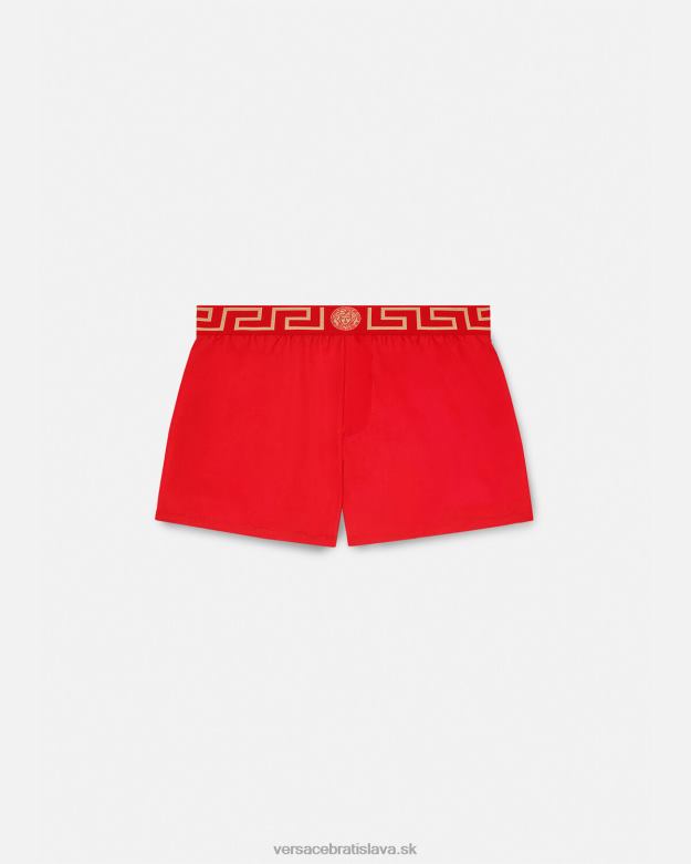 spodná bielizeň a plážové oblečenie X8X8P1810 Versace greca border plavecké šortky červená muži