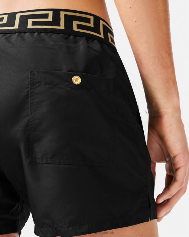 spodná bielizeň a plážové oblečenie X8X8P1813 Versace greca border plavecké šortky čierna muži
