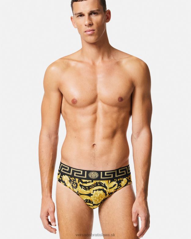 spodná bielizeň a plážové oblečenie X8X8P1769 Versace barocco slipy čierna muži