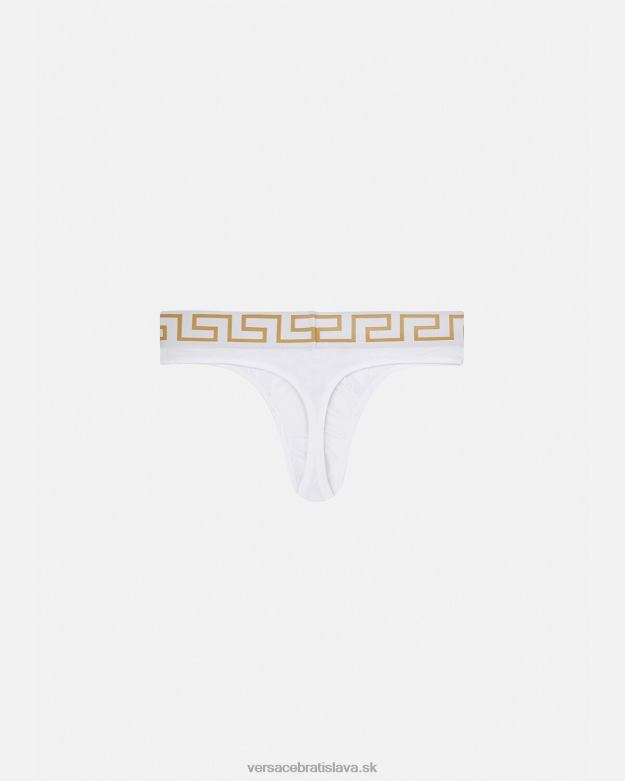 spodná bielizeň a plážové oblečenie X8X8P1772 Versace greca border tangá biele zlato muži
