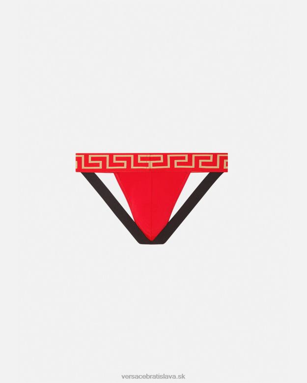 spodná bielizeň a plážové oblečenie X8X8P1775 Versace greca hraničný jockstrap červená muži