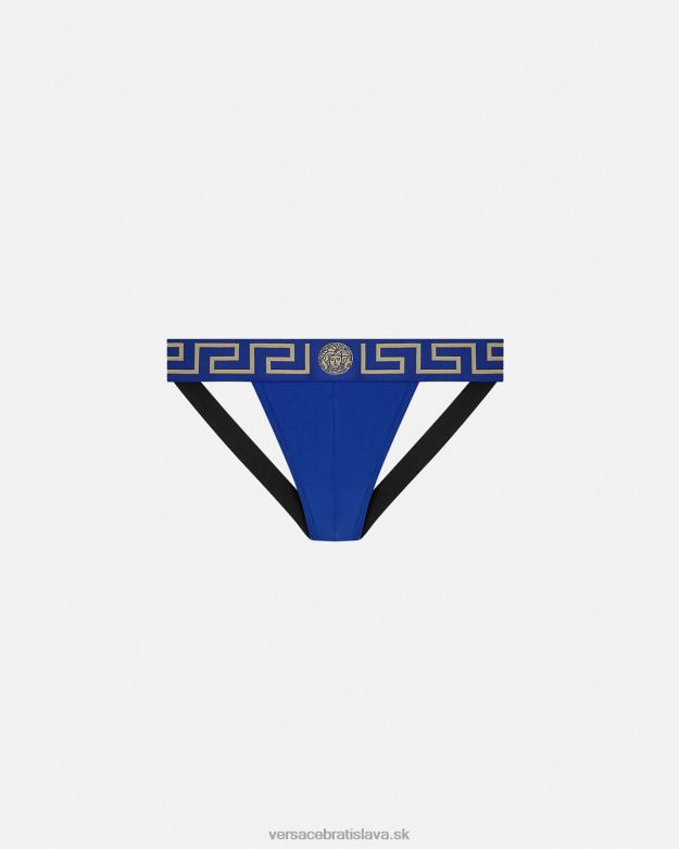 spodná bielizeň a plážové oblečenie X8X8P1777 Versace greca hraničný jockstrap Modrá muži
