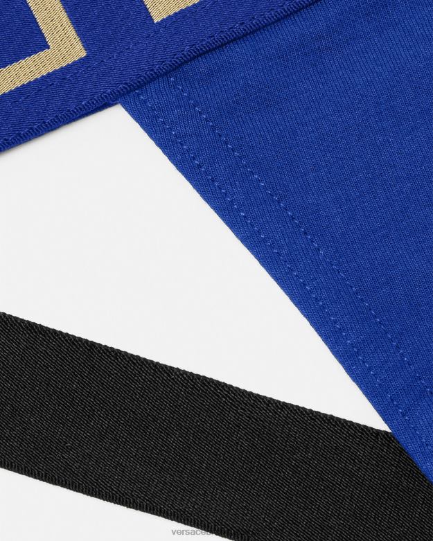 spodná bielizeň a plážové oblečenie X8X8P1777 Versace greca hraničný jockstrap Modrá muži