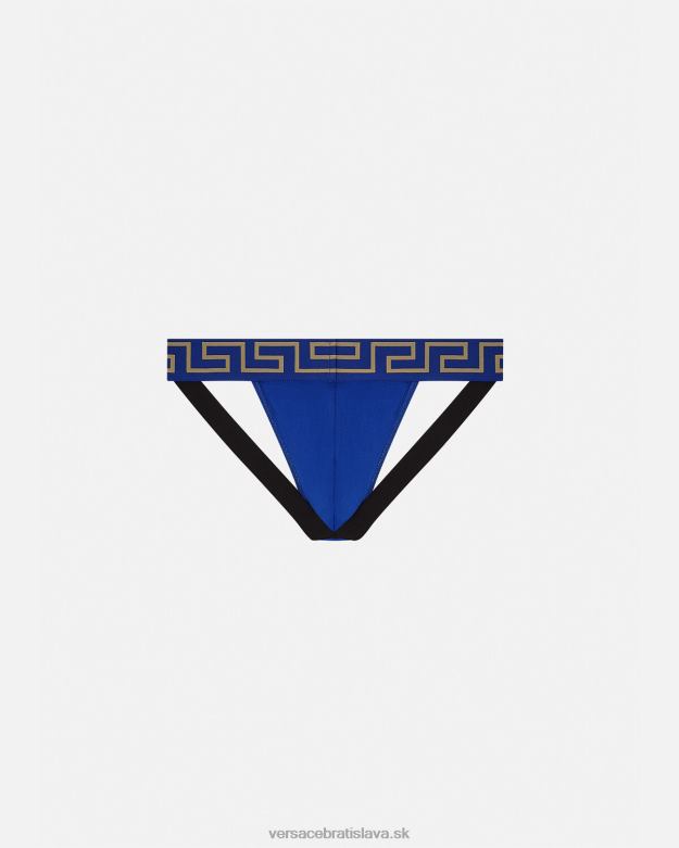 spodná bielizeň a plážové oblečenie X8X8P1777 Versace greca hraničný jockstrap Modrá muži