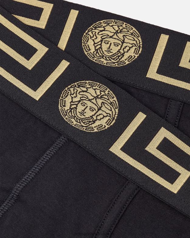 spodná bielizeň a plážové oblečenie X8X8P1782 Versace greca okrajové slipy 2-bal čierna muži