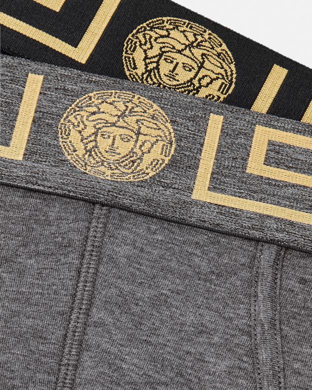 spodná bielizeň a plážové oblečenie X8X8P1783 Versace greca okrajové slipy 2-bal šedá a čierna muži