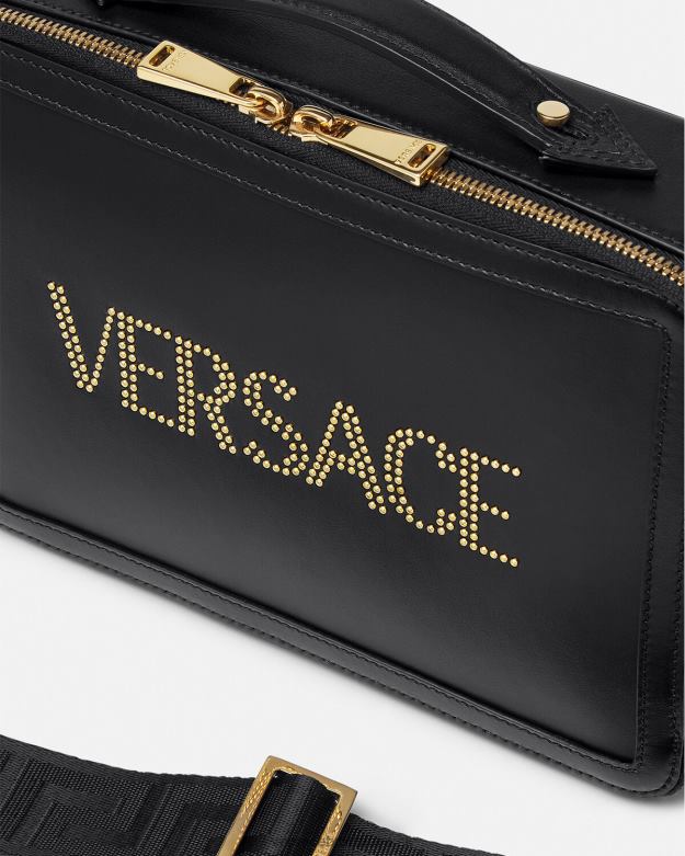 tašky X8X8P1502 Versace messenger taška s logom čierna muži
