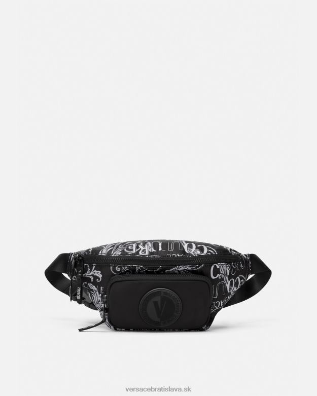 tašky X8X8P2494 Versace logo couture taška na opasok čierna a sivá muži