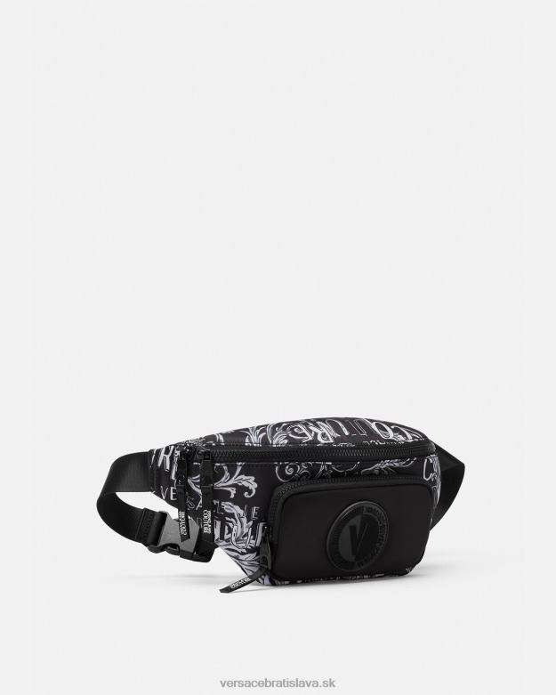 tašky X8X8P2494 Versace logo couture taška na opasok čierna a sivá muži