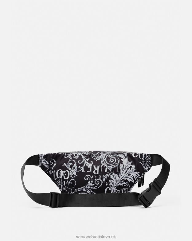 tašky X8X8P2494 Versace logo couture taška na opasok čierna a sivá muži