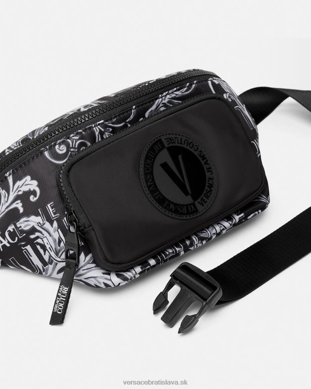 tašky X8X8P2494 Versace logo couture taška na opasok čierna a sivá muži