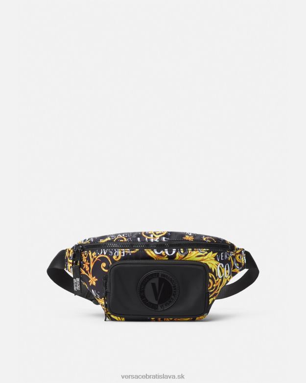 tašky X8X8P2495 Versace logo couture taška na opasok čierne zlato muži