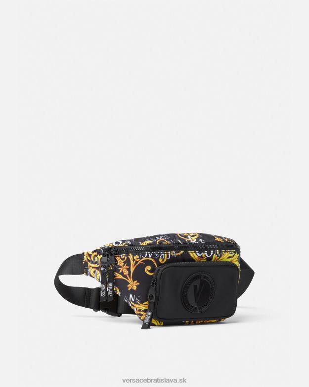 tašky X8X8P2495 Versace logo couture taška na opasok čierne zlato muži