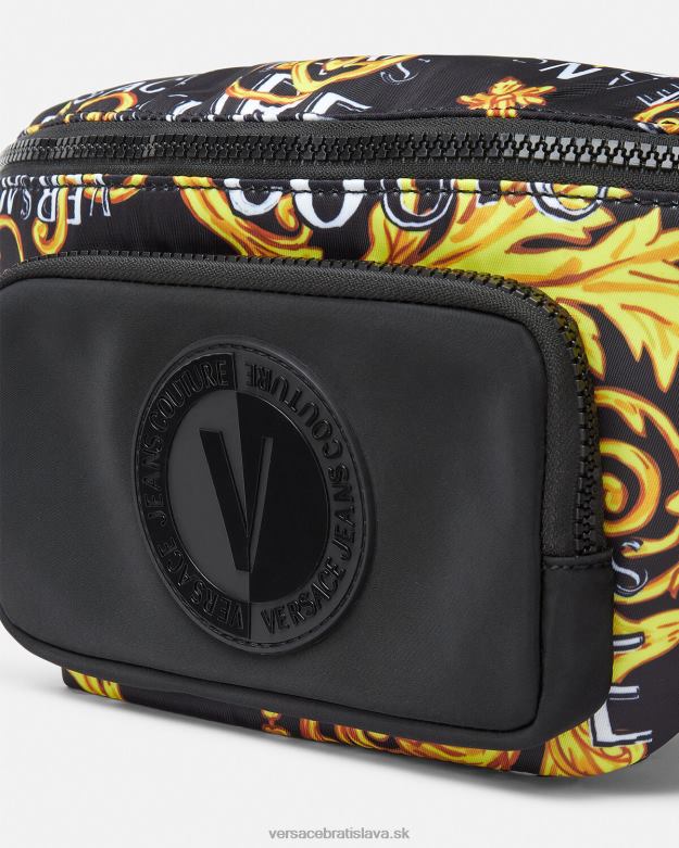 tašky X8X8P2495 Versace logo couture taška na opasok čierne zlato muži