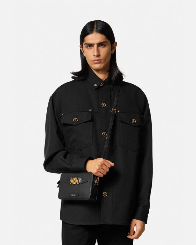 tašky X8X8P1464 Versace medusa biggie malá messenger taška čierna muži