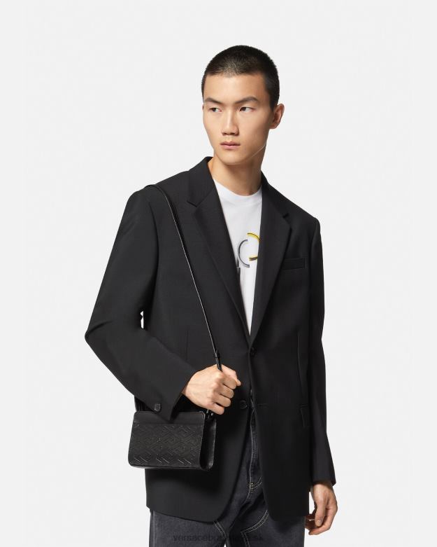 tašky X8X8P1481 Versace la greca podpis messenger taška čierna muži