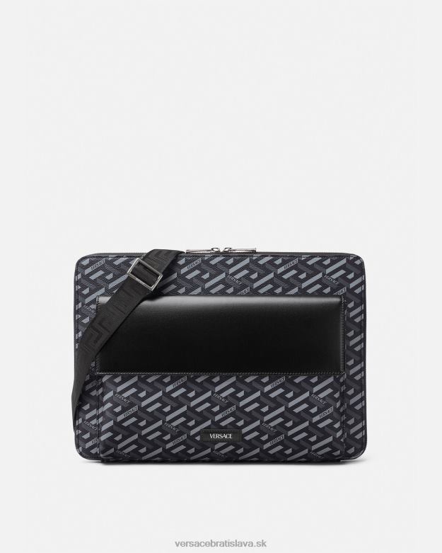 tašky X8X8P1483 Versace la greca signature obal na notebook čierna a sivá muži